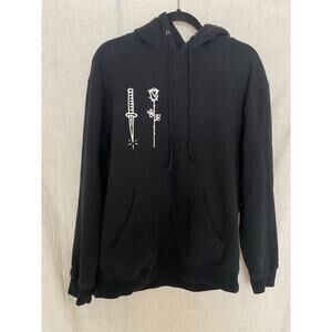 Rebecca Minkoff Black Graphic Pullover Hoodie Sweatshirt Size Medium